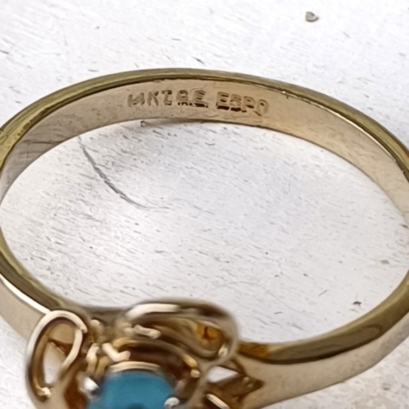 14K GE ESPO (Joseph Esposito) Gold Aquamarine Ring - Picture 9 of 9